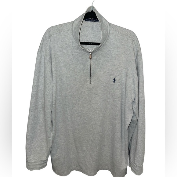 Polo Ralph Lauren Men's Sweater Size XLT (Tall) Gray 1/4 Zip Up Long Sleeve - Picture 1 of 7